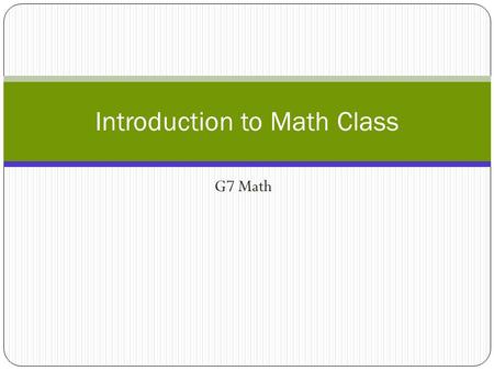 Introduction to Math Class