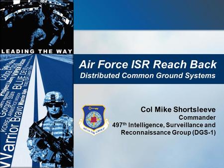 Air Force ISR Reach Back Distributed Common Ground Systems