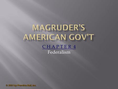 © 2001 by Prentice Hall, Inc. C H A P T E R 4 Federalism.