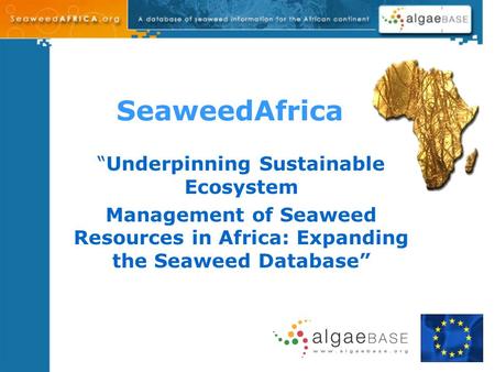 SeaweedAfrica “Underpinning Sustainable Ecosystem Management of Seaweed Resources in Africa: Expanding the Seaweed Database”