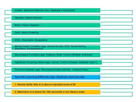 Section A – February 1 st CAO Form. March 1 st Tick the ‘Opt into DARE’ box. SIF Form filled out by student on CAO. All require an ‘Evidence of Disability.