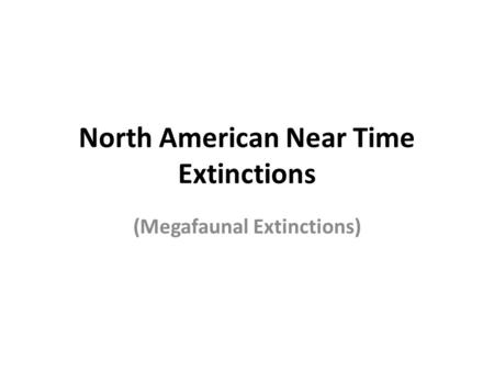 North American Near Time Extinctions (Megafaunal Extinctions)