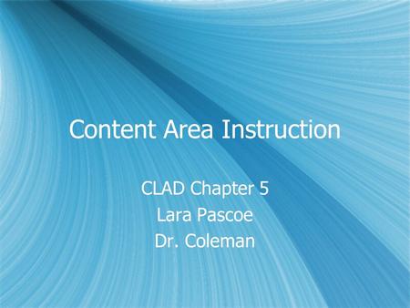 Content Area Instruction