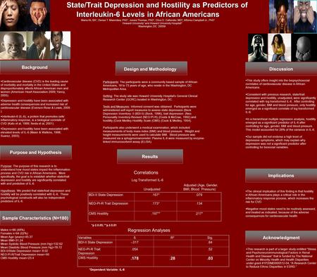 Purpose and Hypothesis Results Implications Discussion Acknowledgment Background State/Trait Depression and Hostility as Predictors of Interleukin-6 Levels.