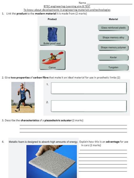 BTEC engineering-Learning aim B TEST