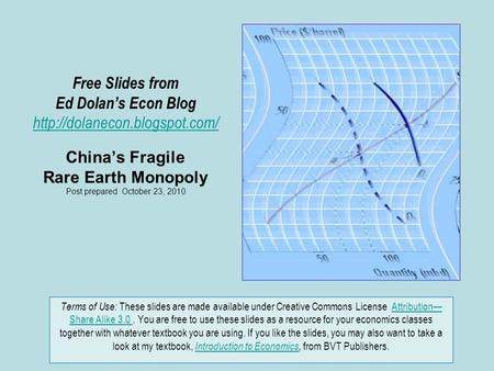 Free Slides from Ed Dolan’s Econ Blog  China’s Fragile Rare Earth Monopoly Post prepared October 23, 2010