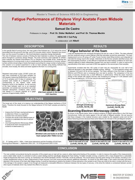 Fatigue behavior of the foam Load and displacement are monitored throughout the test at a rate of 150Hz. The data collected are then analyzed using a custom.