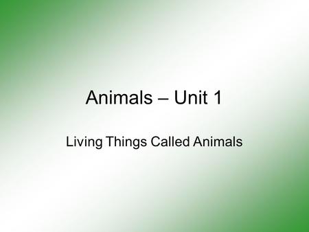 Animals – Unit 1 Living Things Called Animals. Content Learning Goals Students will be able to explain why some living things are considered “animals”