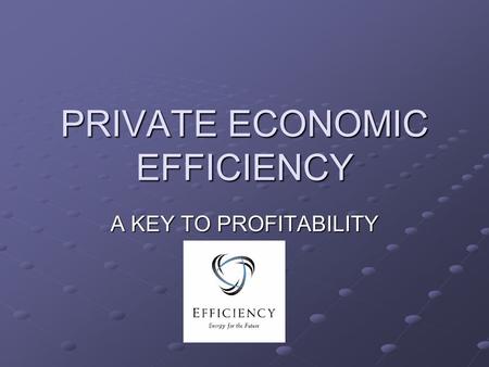 PRIVATE ECONOMIC EFFICIENCY A KEY TO PROFITABILITY.