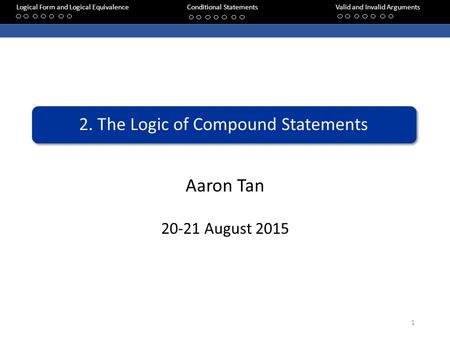 2. The Logic of Compound Statements