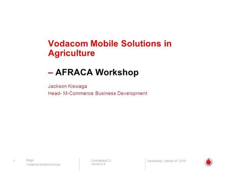 Vodacom Mobile Solutions in Agriculture – AFRACA Workshop