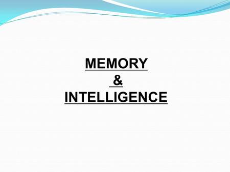 MEMORY & INTELLIGENCE.