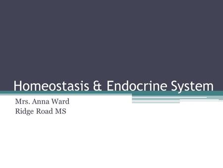 Homeostasis & Endocrine System Mrs. Anna Ward Ridge Road MS.