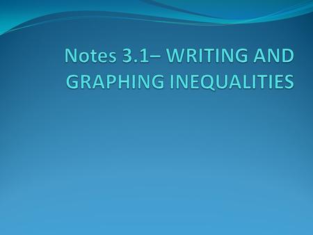 Statements of Inequality For any numbers a and b: Statement:Algebraic symbol: a is less than ba b a is greater than ba b a is less than or equal to ba.