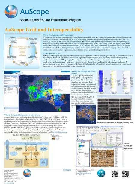 National Earth Science Infrastructure Program AuScope Limited Headquarters School of Earth Sciences University of Melbourne Victoria 3010 Tel 03 8344 8351.