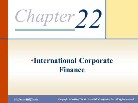 International Corporate Finance