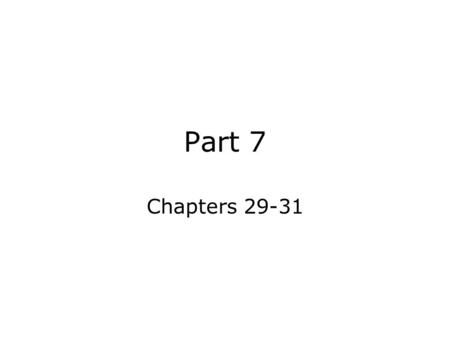 Part 7 Chapters 29-31. Client/Server Networks Local Area Network (LAN) –Made up of servers and clients Servers or ‘hosts’ are computers that perform specific.