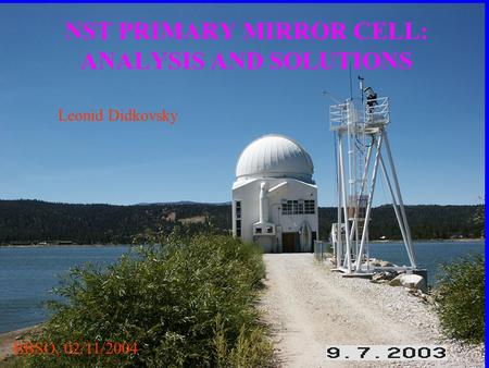 NST PRIMARY MIRROR CELL: ANALYSIS AND SOLUTIONS BBSO, 02/11/2004 Leonid Didkovsky.