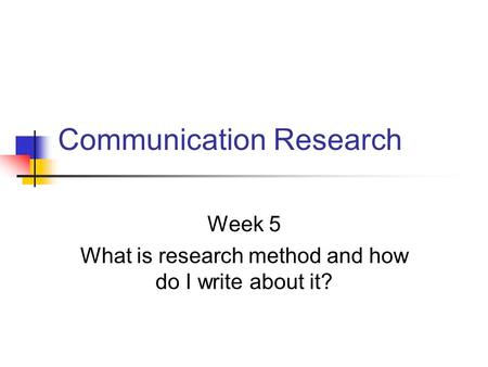 Communication Research