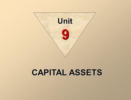 CAPITAL ASSETS Unit 9. Capital assets are long-lived assets that are used in the operations of a business and are not intended for sale to customers.