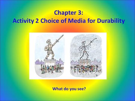 Chapter 3: Activity 2 Choice of Media for Durability