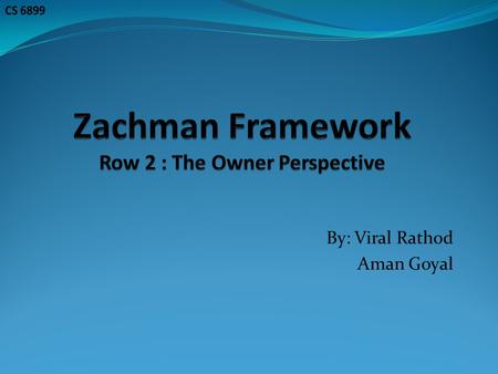 By: Viral Rathod Aman Goyal. 1. Enterprise Architecture. 2. History of Enterprise Architecture 3. Overview of Zachman Framework 4. The Owner’s Perspective.