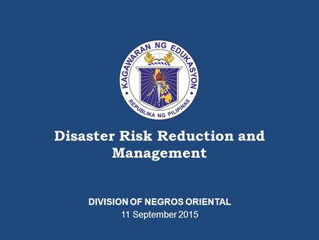 Disaster Risk Reduction and Management