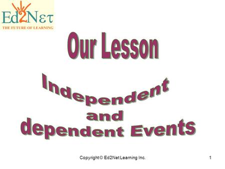 Copyright © Ed2Net Learning Inc.1. 2 Warm Up Use the Counting principle to find the total number of outcomes in each situation 1. Choosing a car from.