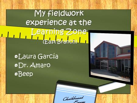 My fieldwork experience at the Learning Zone (East Branch) Laura García Dr. Amaro Beep.