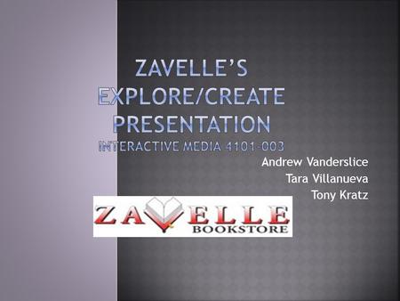 Andrew Vanderslice Tara Villanueva Tony Kratz.  Zavelle’s Current Situation  Strategy & Positioning, Opportunities, Success Metrics  The Four Personas.