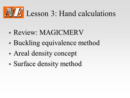 Lesson 3: Hand calculations