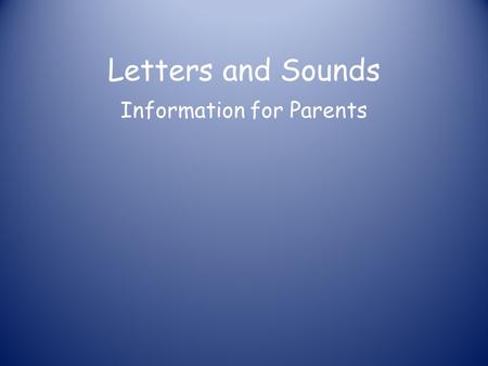 Information for Parents