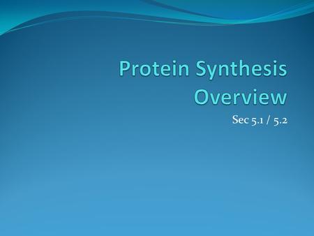 Sec 5.1 / 5.2. One Gene – One Polypeptide Hypothesis early 20 th century – Archibald Garrod physician that noticed that some metabolic errors were found.