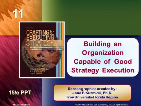 McGraw-Hill/Irwin© 2007 The McGraw-Hill Companies, Inc. All rights reserved. 11 Chapter Title 15/e PPT Building an Organization Capable of Good Strategy.