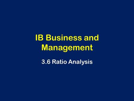 IB Business and Management