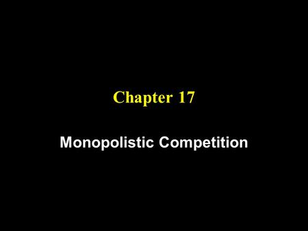 Monopolistic Competition