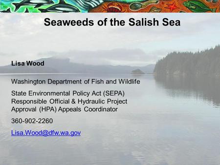 Lisa Wood Washington Department of Fish and Wildlife State Environmental Policy Act (SEPA) Responsible Official & Hydraulic Project Approval (HPA) Appeals.