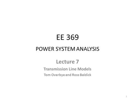 EE 369 POWER SYSTEM ANALYSIS