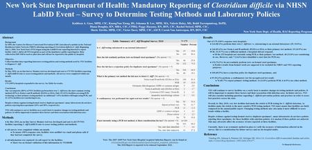 Background In 2009, the Centers for Disease Control and Prevention (CDC) introduced a module in the National Healthcare Safety Network (NHSN) allowing.