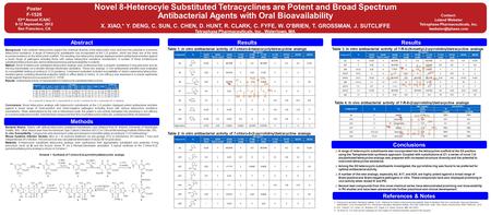 MethodsAbstract Methods Results Printed by Novel 8-Heterocyle Substituted Tetracyclines are Potent and Broad Spectrum Antibacterial Agents with Oral Bioavailability.