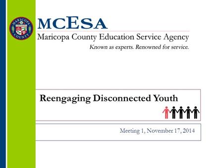 Reengaging Disconnected Youth Meeting 1, November 17, 2014.