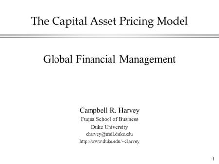 The Capital Asset Pricing Model