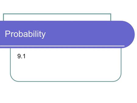 Probability 9.1 Pre-Algebra.