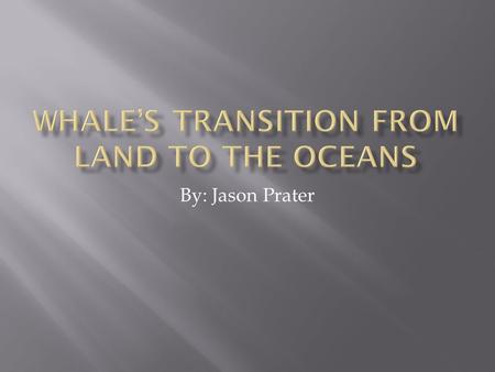 By: Jason Prater.  What environmental factors are responsible for driving this transition?  Evolution of whale hearing?