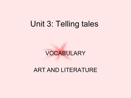 VOCABULARY ART AND LITERATURE