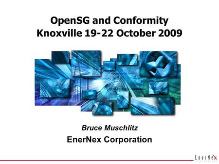 OpenSG and Conformity Bruce Muschlitz EnerNex Corporation Knoxville 19-22 October 2009.