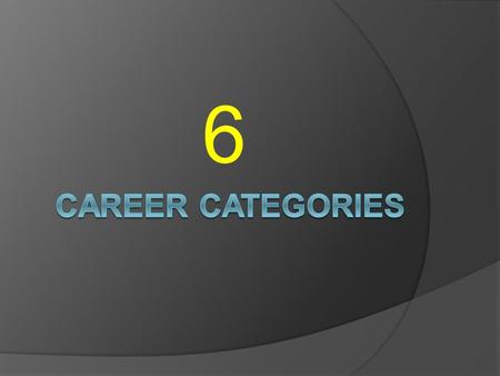 6. What work will I one day do? 1. Realistic 2. Investigate 3. Artistic 4. Social 5. Business 6. Conventional.