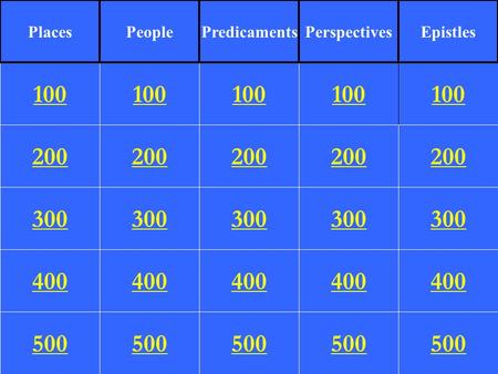 200 300 400 500 100 200 300 400 500 100 200 300 400 500 100 200 300 400 500 100 200 300 400 500 100 PlacesPeoplePredicamentsPerspectivesEpistles.