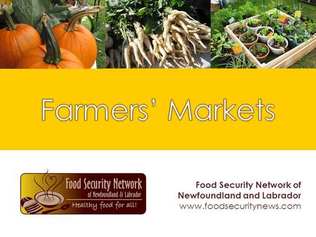 Food Security Network of Newfoundland and Labrador www.foodsecuritynews.com.