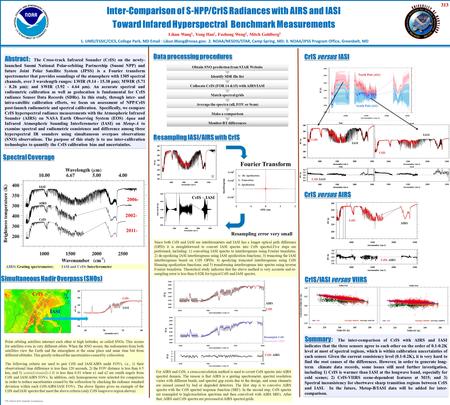 AIRS: Grating spectrometer; IASI and CrIS: Interferometer Likun Wang 1, Yong Han 2, Fuzhong Weng 2, Mitch Goldberg 3 1. UMD/ESSIC/CICS, College Park, MD.